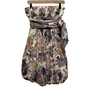 BCBGMAXAZRIA Silk Bubble Hem Cream Strapless Dress Size 4